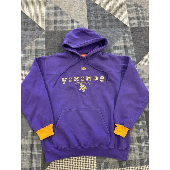 Vintage 2000s Minnesota Vikings NFL Football Hoodie Purple‎ Pullover Mens Sz M - Picture 1 of 7